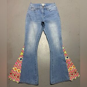 Vibrant Embroidered Flare Jeans